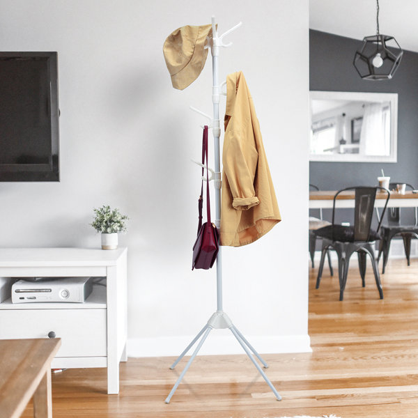 Rebrilliant Bronia 28'' Wide 8 Hook Freestanding Coat Rack in White